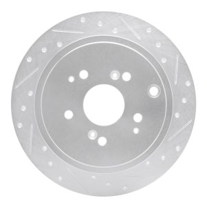 Acura MDX Brake Rotor (1) - Rear Right - R1 Concepts - Drilled & Slotted - Silver - `01-`08 Acura MDX Brake Rotor (1) - Rear Right - R1 Concepts - Drilled & Slotted - Silver - `01-`08